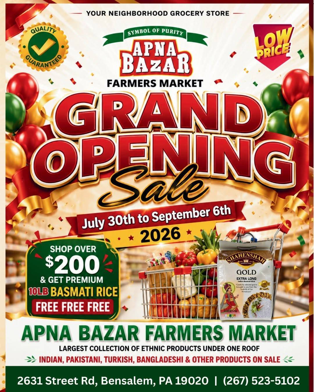 Grand Opening Sale | Apna Bazar Farmers Market Bensalem