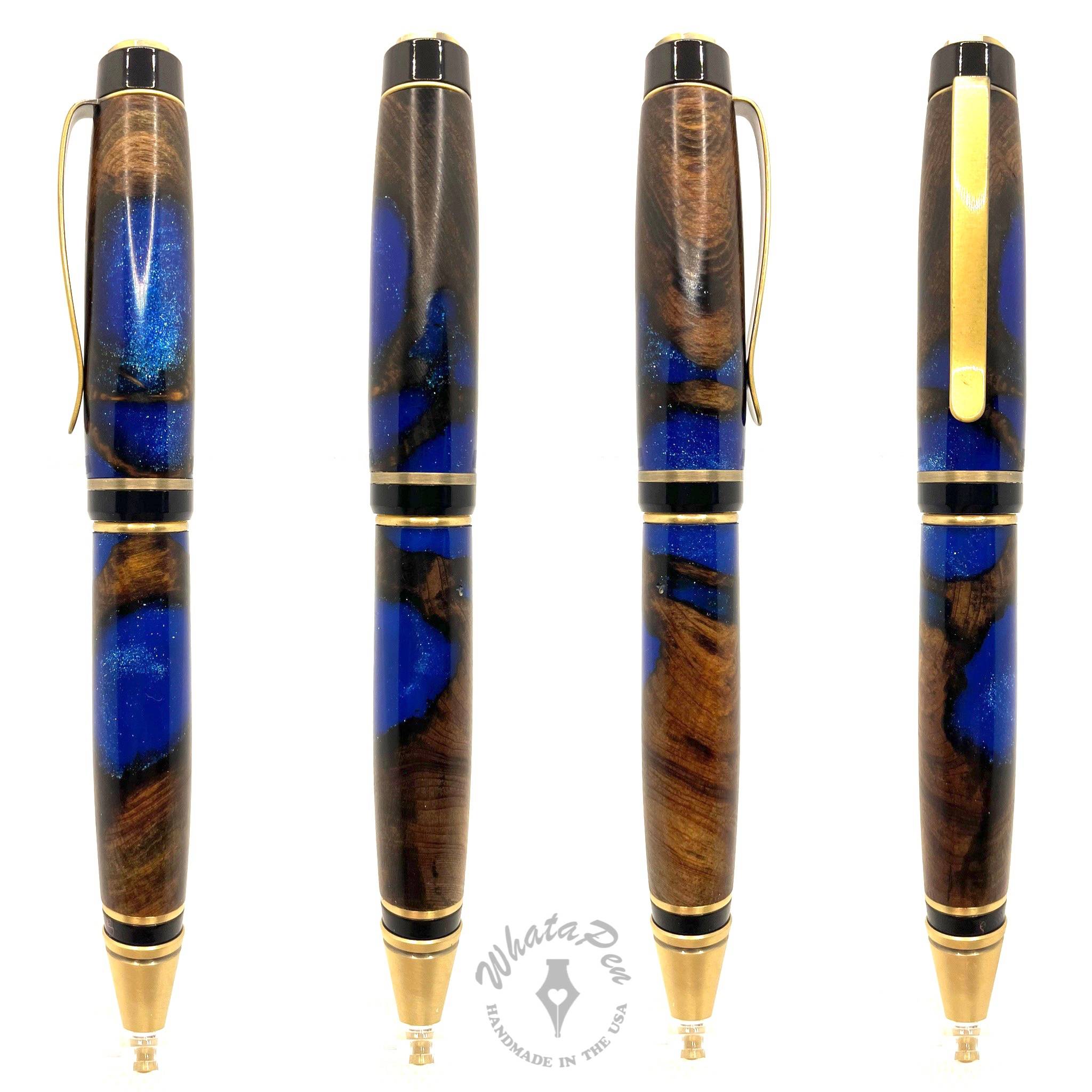 Handmade Blue & Cypress wood pens