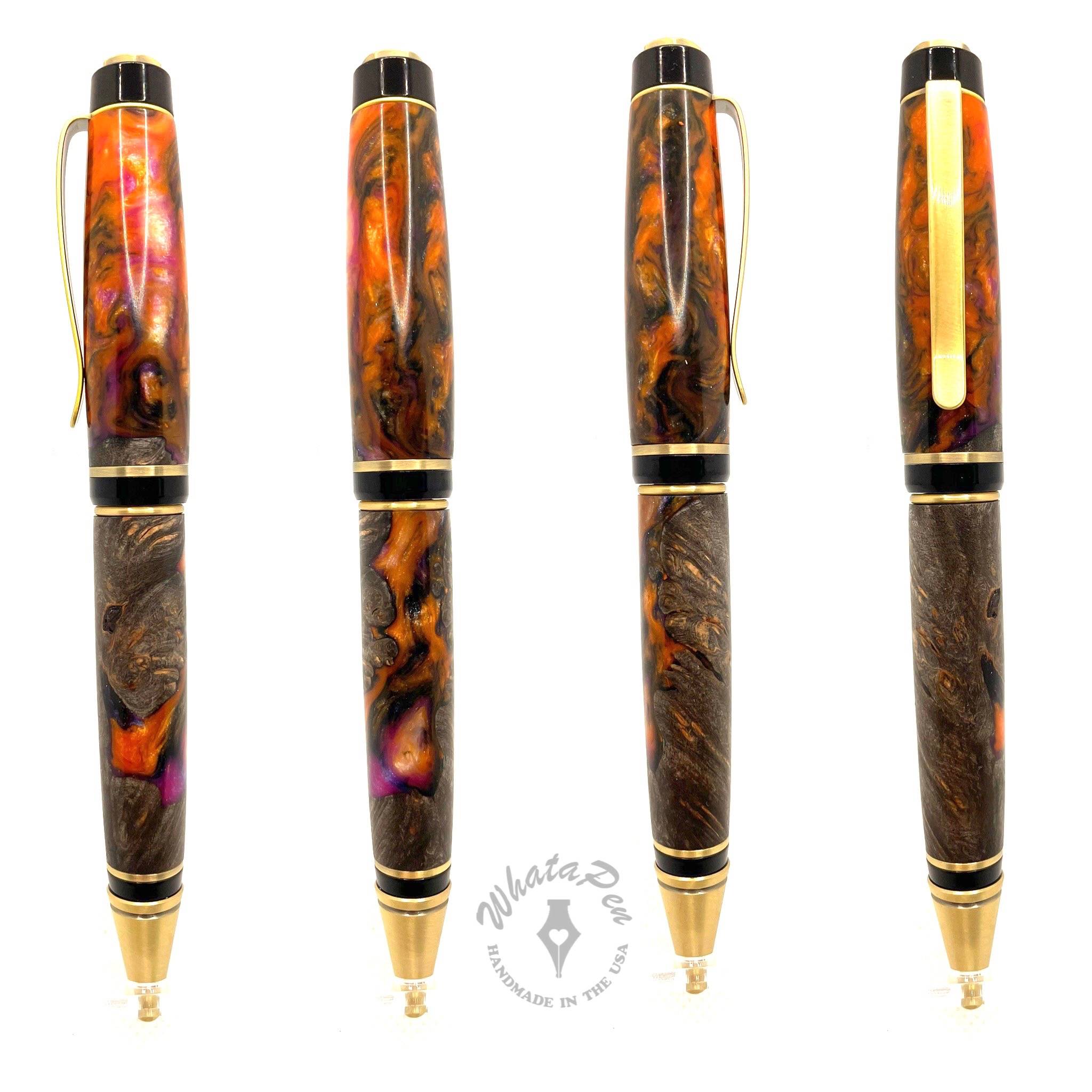 This handmade orange resin and maple pen is sexy!