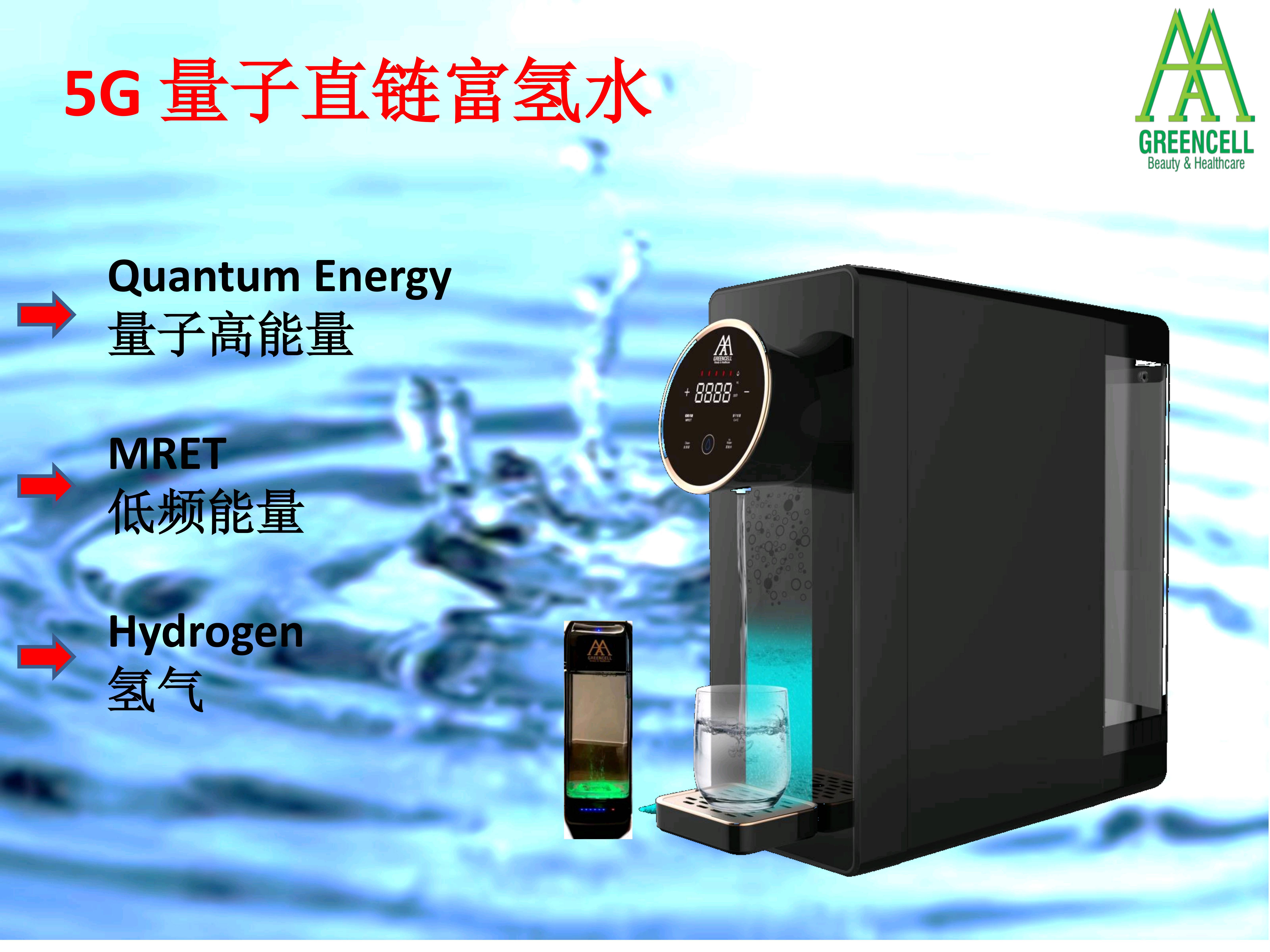 Better Water Healthier Body Aaa Greencell Quantum Energy Hydrogen Water Is A Water Processor Being Approved By Fda As Medical Device It Consist Of 3 Advance Technology Quantum Energy Mret And Hydrogen