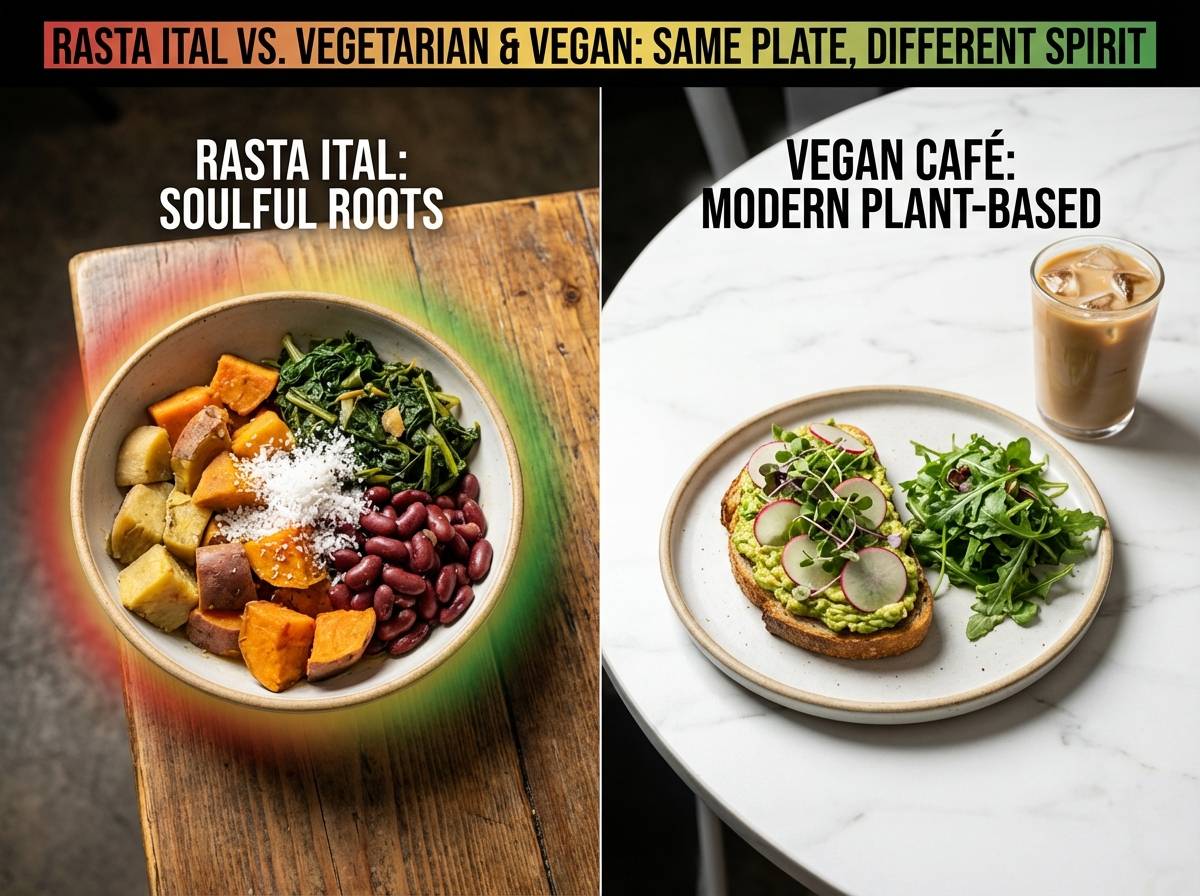 Same Rasta Rasta Ital vs. Vegetarian Same Plate, Different Spirit