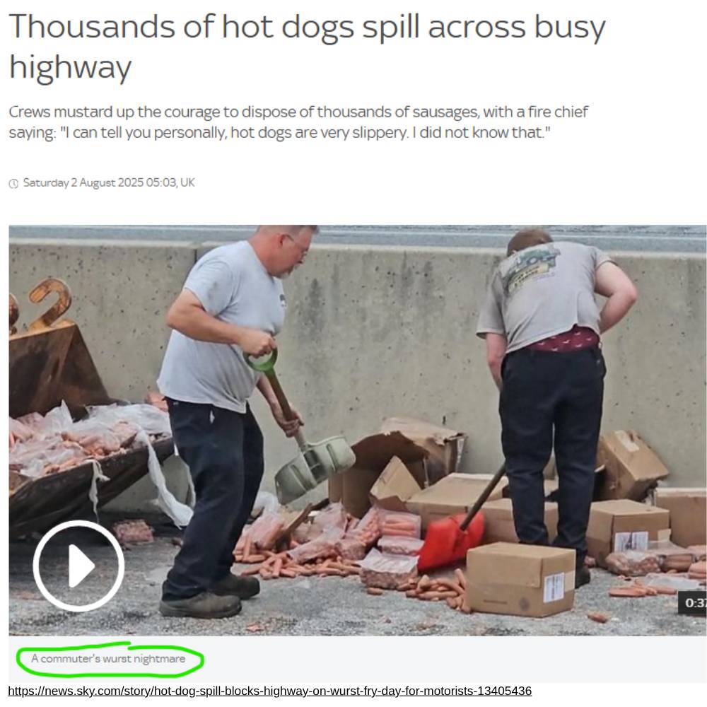 Thousands of hot dogs spill across busy highway: A commuter's wurst nightmare